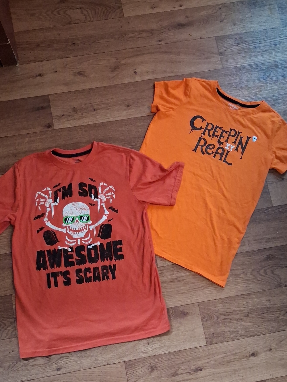 Kids Orange Halloween Graphic Tee - Creepin' It Real / I'm So Awesome